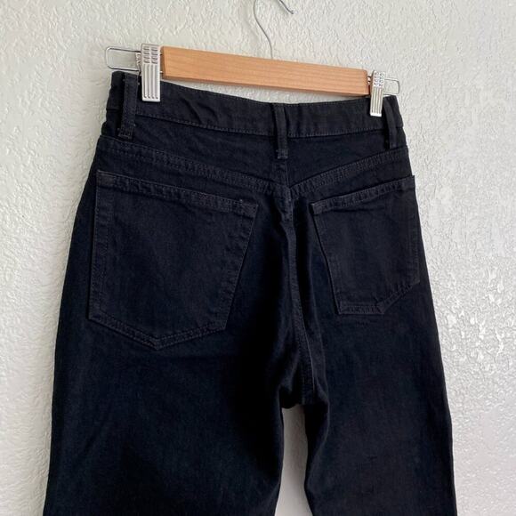 NWT Topshop High Waisted Straight Leg Jeans Raw Hem Black Denim Women's 4 / 26‎ - Picture 6 of 7